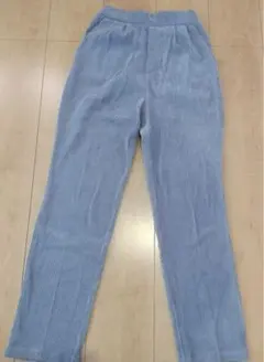 コーデュロイ　パンツ　センタープレス　S 水色　ウエストゴム