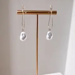 パール オイスターパール フープピアス 結婚式 お呼ばれ ピアス イヤリング