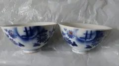 未使用　大正時代　アンティーク　花柄　ご飯茶碗　2個セット