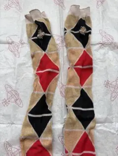 Vivienne Westwood ニーハイソックス ダイヤ柄 オーブ刺繍