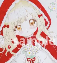 2枚セット】赤ずきんちゃんとおばあちゃん 手描き原画 ポストカード