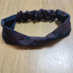 ★送料込 手作り大島紬生地クロスヘアターバン★③