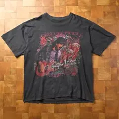 サンタナ　SUPER NATURAL　Tシャツ　フェード　ブラック　墨黒　両面