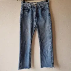 T0408 ワンデイ韓国ファッションストレートジーンズ