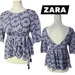 【インド製】ZARA　ストライプ　コットンブラウス　ウエストマークのサムネイル