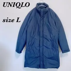 a757 ユニクロ スタンドカラーダウンコート メンズ 紺 L メンズ 防寒