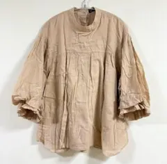 【ZARA trf】ボリュームスリーブ チュニック ブラウス ベージュ Mのサムネイル