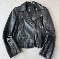 極上の質感✨ザラ ZARA 本革 ダブルライダースジャケット ブラック 黒 S