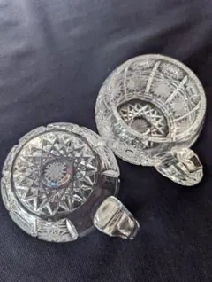 ボヘミアガラス、ハンドカットの冷茶用ペアのティーカップまたはマグカップ