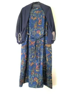 着物リメイク フレンチスリーブワンピース&シースルーボレロ セットアップ