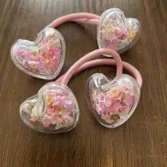 ハート型透明ヘアゴム2個セット