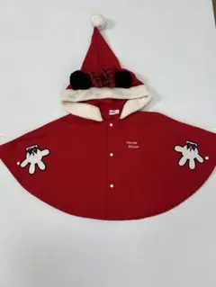 ☆美品☆Disney ミニーマウス フード付きクリスマス仕様ポンチョ 95センチ