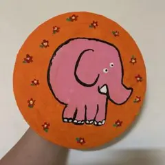 ピンクのゾウ　絵画 アクリル画 キャンバスアート