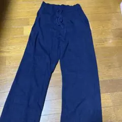 ユニクロウォッシャブルニットリブパンツ　ネイビー XL