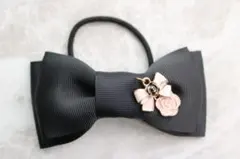 パールつき  カメリア ゆらゆら リボン ヘアゴム バレッタ シャネルストーン可