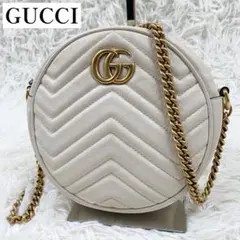 【✨美品✨】 グッチ GGマーモント シェブロン ショルダーバッグ ホワイト