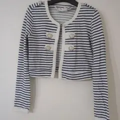 Bye Bye ストライプ マリンテイストボレロカーディガン