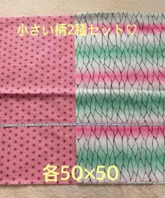 和柄生地 はぎれ 小さい柄 鬼滅の刃 しのぶ＆禰豆子 2枚目セット はぎれ