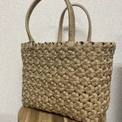 クラフトバンド　花結び編み　かごバッグ　ハンドメイド　シンプル　【大】