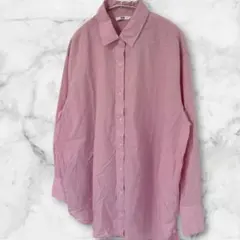 UNIQLO　コットンシャツ　長袖シャツ　ブラウス　トップス　無地　XL　ピンク