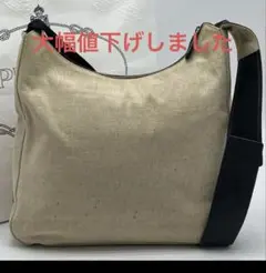 プラダ キャンバス ワンショルダーバッグ 三角ロゴプレート ベージュ