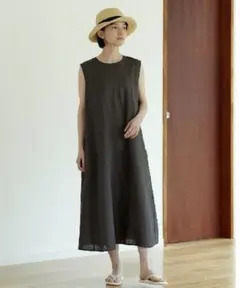 無印　洗いざらし　フレンチリネン　スリーブレスワンピース