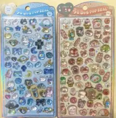 正規品　うるちゅるポップシール パン　うさぎ　ポメラニアン？　みずいろ