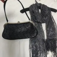 ★極美品★パーティクラッチバッグ、黒、ラメ、謝恩会、ブライダル