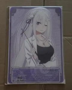 リゼロ　当たり付き缶バッジくじ　A4サイズアクリルスタンド　エミリア