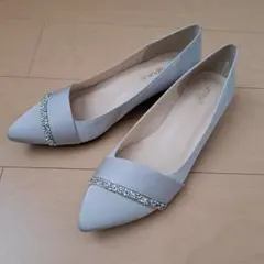 【新品】 grandfleur グレー ポインテッドトゥパンプス 25cmのサムネイル
