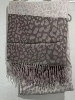 ヒョウ柄 大判マフラー フリンジ付き