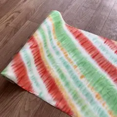 オレンジ・グリーン・ストライプの反物