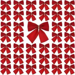 ⭐️新品❣️ クリスマスリボン48個入り ハンドメイド リボン (レッド)