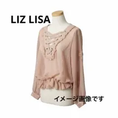 LIZ LISA 蕾絲綁帶雪紡上衣 束腰 粉色