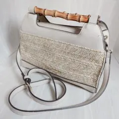 美品 ペシンシャPECHINCHARレザーハンドル アバカハンドバッグ 2WAY 