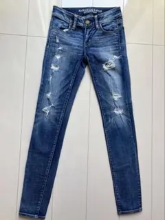 アメリカンイーグル　スーパーストレッチ　ダメージ スキニーデニム　0