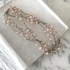 【SALE】【本真珠保証】ピンクパール　スーパーロングネックレス　156cm