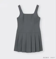 ジーユー　ローウエストプリーツジャンパードレスNTQ グレー