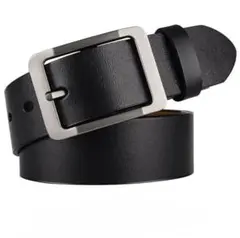 本革ベルト　メンズ　レディース　シンプル　　銀　レザー　ブラック　シルバー　太め