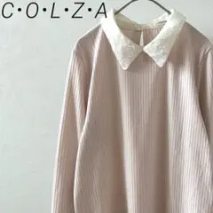 C・O・L・Z・A カットソー リブ 襟付き 花柄刺繍 メロウフリル シンプル