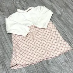 familiar ファミリア ワンピース90 長袖 チェック ピンク 女子