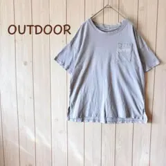 ＊OUTDOOR アウトドア＊ ロゴ刺繍入りTシャツ 半袖 M 薄グレー