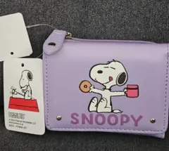 PEANUTS　スヌーピー 三つ折り財布 パープルクリスマスプレゼントのサムネイル