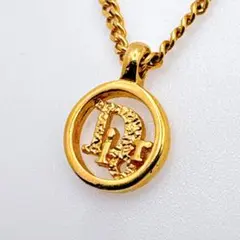 【Christian Dior】ゴールド CDロゴ サークルネックレス 38cm