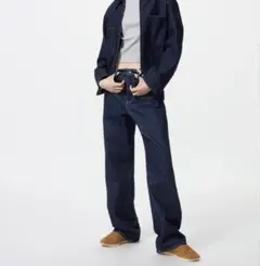 UNIQLO ワイドストレートジーンズ 丈長め 69 NAVY 21