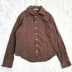 レイカズン◇大きいサイズ◇レトロデザイン チェック柄 シャツ ブラウス 長袖