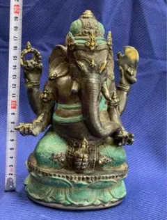 新品 ヒンドゥー教 ガネーシャ（12本の腕）神像 銅 鍍銀 チベット密教