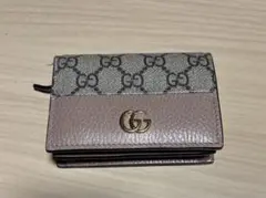 GUCCI GGパターン 二つ折り財布 グレー/ピンク