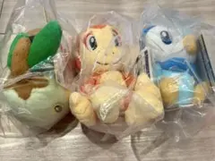 ポケモン　一番くじ　F賞　シンオウ地方　旅立ちの3匹ぬいぐるみコンプリートセットのサムネイル