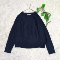 《LOWRYS FARM》ローリーズファーム ケーブル編み ニット M 濃紺